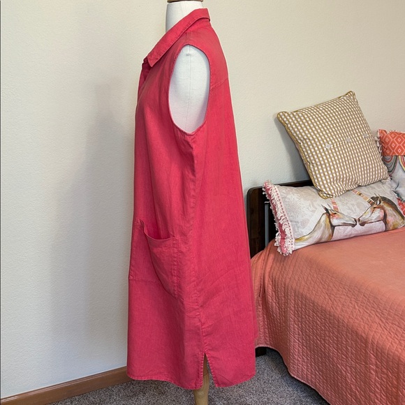 Eileen Fisher Organic Linen Collar Garment-Dyed Shirt Dress Grenadine size Large - Picture 6 of 12